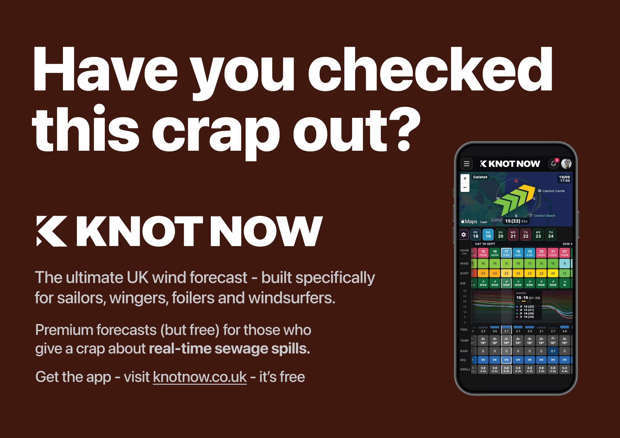 Have you checked this crap out? KnotNow UK wind forecast with live sewage spills.