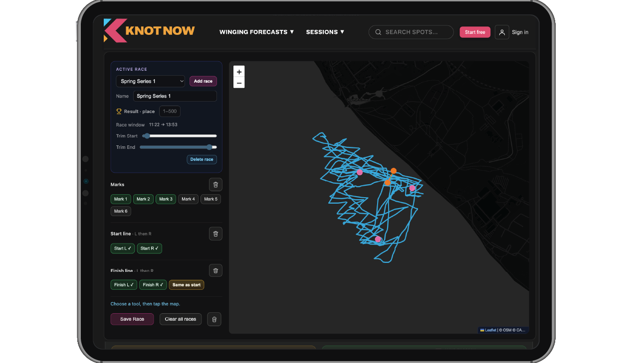 Race and lap analysis view on mobile