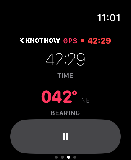 KnotNow Apple Watch time and bearing screen